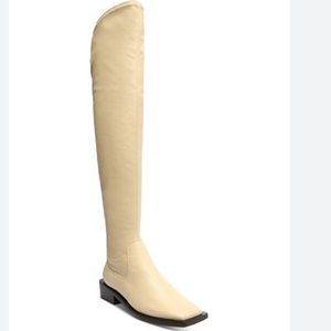 Schutz Guily Up Over the Knee Boot Shoe Size 8 Women Square Toe In Eggshell